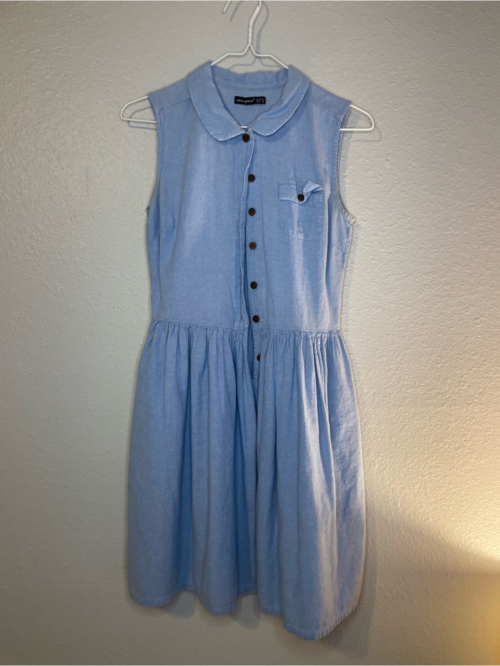 Atmosphere Light Blue Sleeveless Button-Front Mini Dress